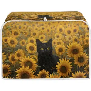 Sunflower Print Toaster Cover Waterproof Dustproof Protector for Standard 4 Slice Bread Maker Home Kitchen Decoration Durable Lightweight Cover