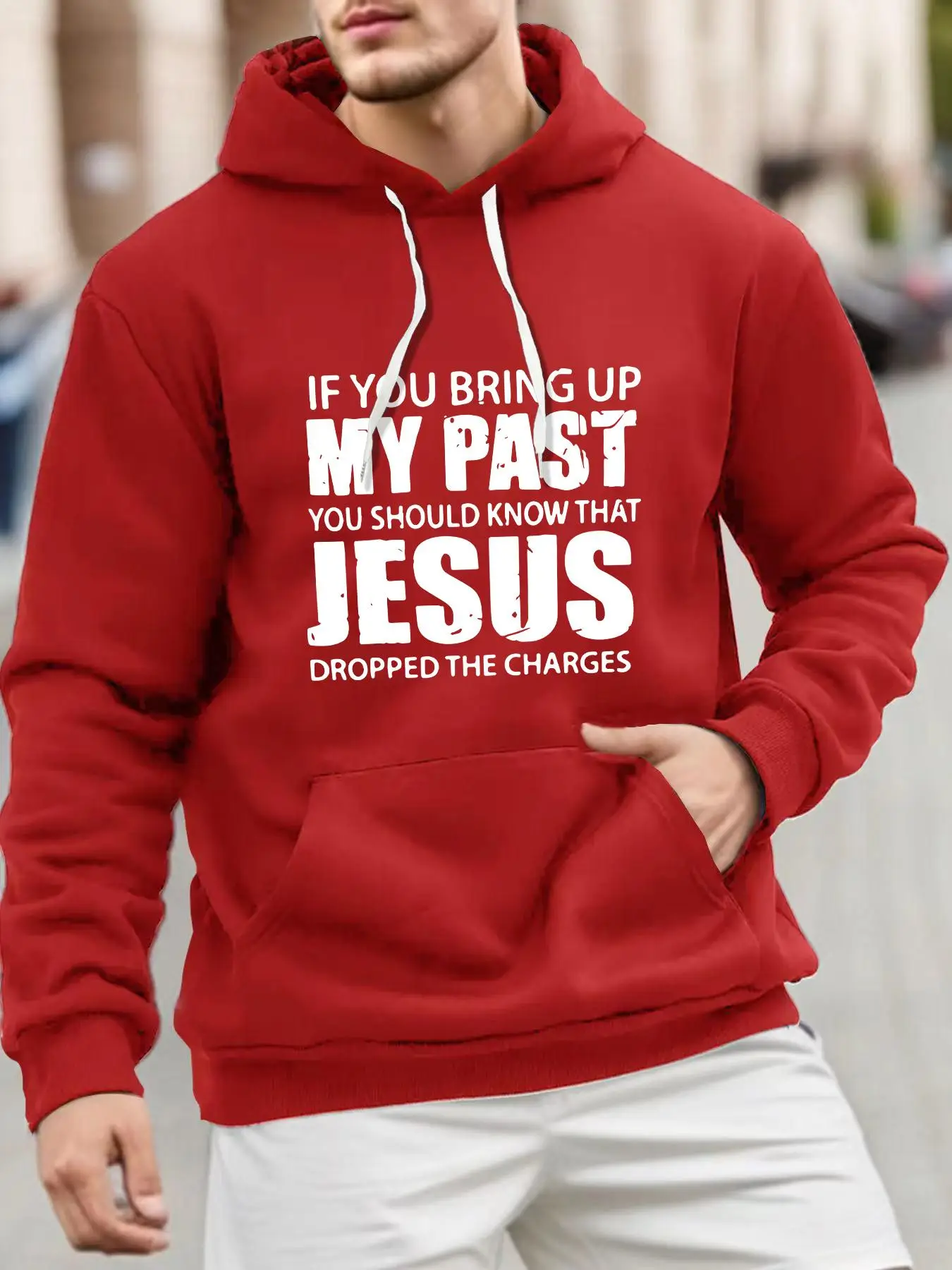 Men's Letter Print Drop Shoulder Thermal Lined Hoodie, Fashion Casual Regular Fit Drawstring Pocket Hooded Sweatshirt for Daily Holiday Outdoor Wear,