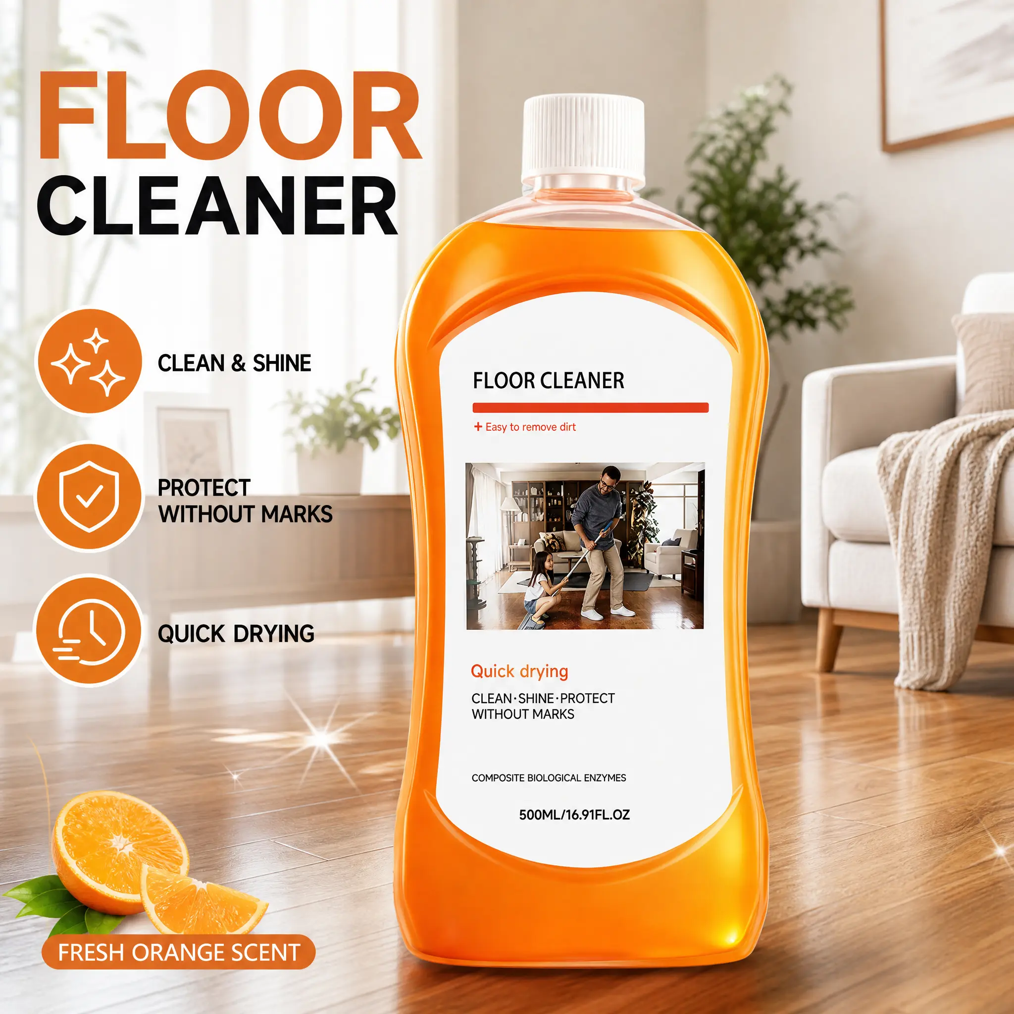 Multi-Surface Floor Cleaner for Daily Freshness – Removes Dirt, Boosts Shine, and Cares for Tile, Wood & Laminate