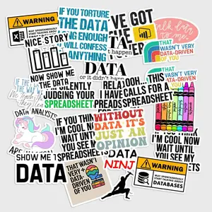 Sticker Pack 20 pcs Data Analyst Stickers, Charts Numbers Tech Vinyl Decals for Laptop Notebook