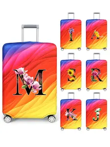 Colorful Letter Pattern Luggage Cover, 1 Set Stretchy Luggage Protective Cover, Anti-scratch Protective Suitcase Cover for 18-32 Inch Suitcase