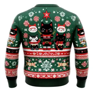 Ugly Christmas Sweater: Cat Ninja with Nutcracker Soldiers for Funny Holiday Festive Wear | Men, Women, Kids & Families | Great Group Gift