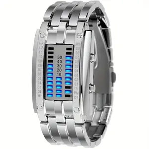 LED Sport Electronic Watch,, Stainless Steel Strap, Digital Display with Calendar & Stopwatch, Ideal Gift for Men and Women