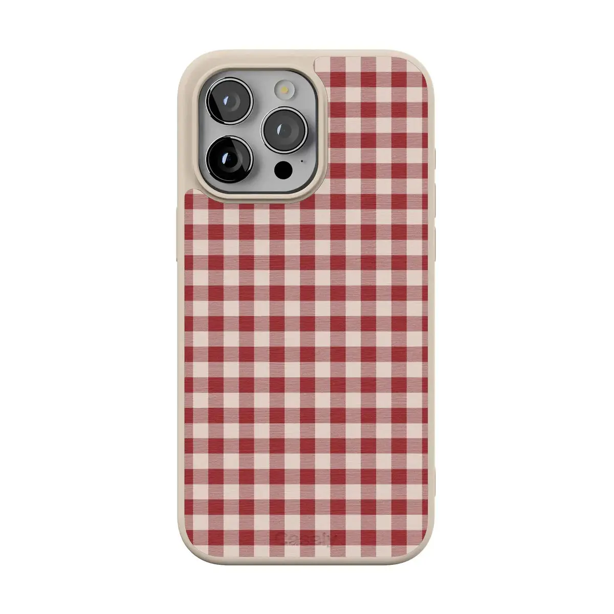 Casely iPhone 15 Pro Case | Sweet Jam | Red Gingham | Align Soft-Touch Flexible Bumper Case | Compatible with MagSafe