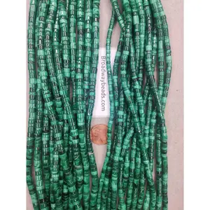 malachite HEISHI shape 16"strand 3mmx5mm 4mmx6mm