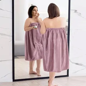 Plus Size Bathrobe & Shower Cap Set, 2 Counts/set Soft Striped Spa Towel Wrap, Bathing Accessories for Home, Travel, Sauna, Fitness, Bathroom, Pool, Premium Bath Towels