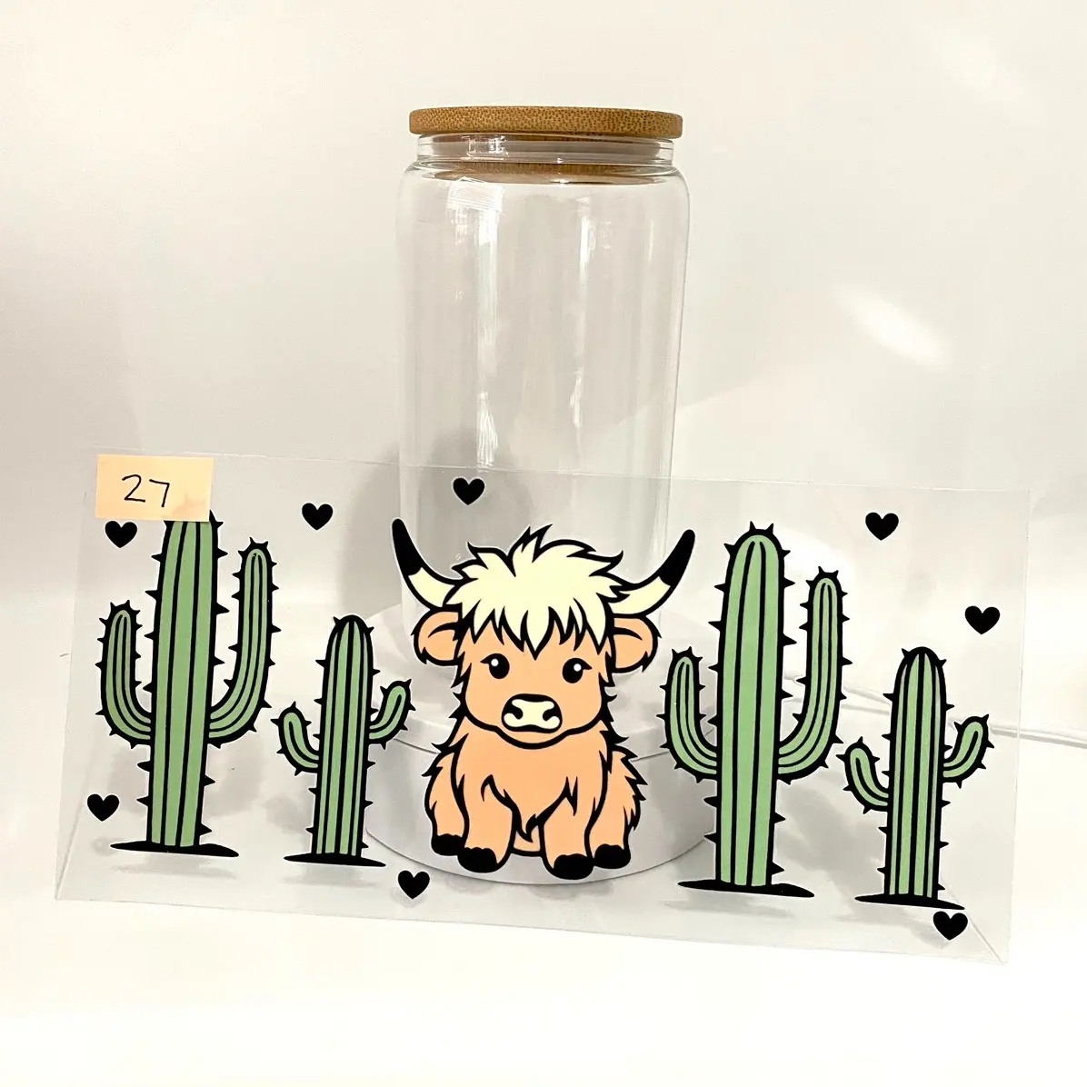 Cactus cow glass cup