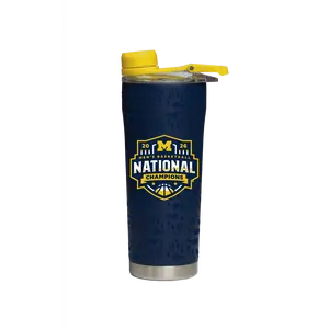 Michigan 2026 National Champs Logo Wrap Insulated Stainless Steel Shaker Water Bottle - Leak-Free Vacuum Flask, Portable Tumbler with Lid for On-the-Go Use, Leak-Free Vacuum Flasks