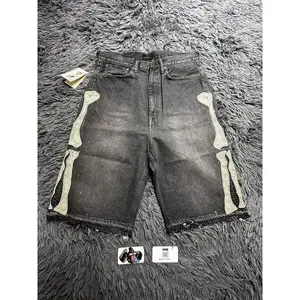 Summer Retro Skeleton Denim Shorts — New Casual Sports Style for Couples, Streetwear, Size 55, 2025 European & American Market