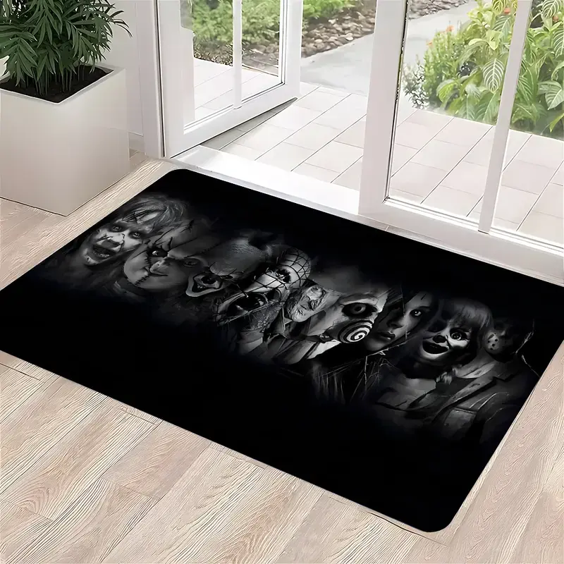 1 floor mat Horror Character Theme Design, soft and comfortable non-slip design machine washable, Festive Halloween home decoration, suitable for home entrance living room, Versatile Placement