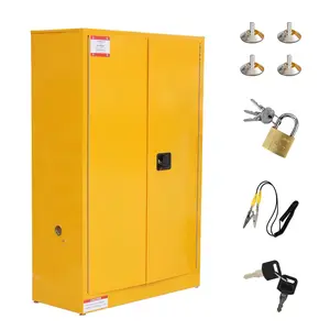 GARVEE 45 Gal Flammable Safety Cabinet, 43" x 18" x 65" Galvanized Steel Flammable Liquid Storage Cabinet with 2 Adjustable Shelves 2 Manual Doors for Industrial Use, Yellow