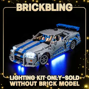 【BrickBling LED Light Kit】for Lego Technic 2 Fast 2 Furious Nissan Skyline GT-R (R34) Toy Car Building Set, Blue Underglow Lights for Lego 42210 ,Birthday, holiday, gift (No building blocks, just lights)