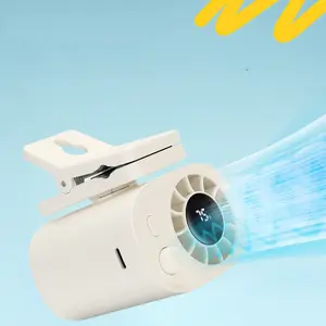 Portable Clip-On Fan, Neck Hanging Fan, Umbrella Handle Fan, Ideal for Travel Hiking Driving Office Use, 100 Speed Settings LED Display 360 Rotation