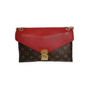 Pre-owned Louis Vuitton Monogram coated canvas and leather Shoulder Bags Concorde handbag Brown monogram canvas with red leather flap Very Good S014260416006