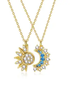 Sun & Moon Design Pendant Necklace, Fashion Jewelry for Party, Daily Clothing Decor, Trendy All-match & Exquisite Jewelry for Birthday Gift