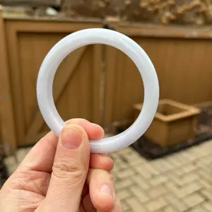 BW017-L 56.7mm Certified Untreated Grade A Jade Bracelet｜Burmese Jadeite Bangle｜Round Icy Light Lavender