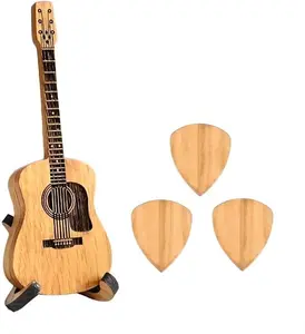 Wooden Guitar Pick Box with Stand - 3PCS Unique Guitar Picks, Wooden Guitar Pick Holder for Guitarists, Portable Handcrafted Guitar Picks Storage Container for Weddings, Birthdays, Anniversaries Gift