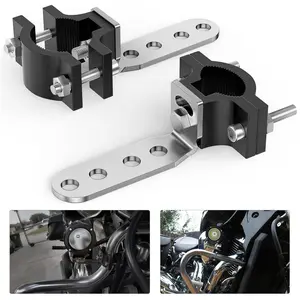 Nilight 2Pcs Motorcycle Tube Clamp Mounting Brackets - Metal Parts Mounts, 0.7-1.2In Round Tube Fit, Powder Coated, Anti-Slip, M8 Screw Hole, Motorbike Accessories