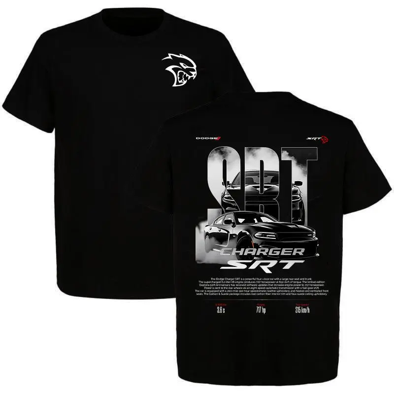 Muscle Car SRT Hellcat Graphic Tee, Muscle Car SRT Hellcat Graphic Tee, Fans Short Sleeve Crew Neck Retro