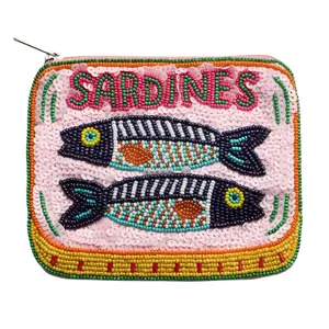 Pink Sardine Beaded Coin Purse
