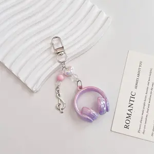 Guitar Note Music Keychain Mini Earphone Design Backpack Charm Small Gift for Guitar Players Music Teachers Music Lovers