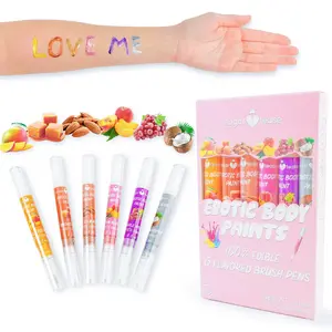 Edible Flavored Body Paints Lickable Brush Pens Sensual Exclusive Colors(6 pack)