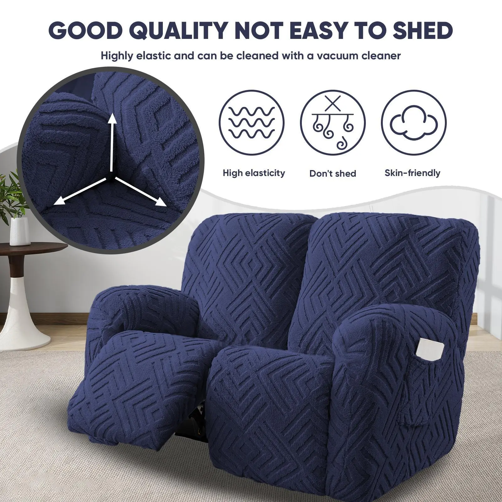 Lavishcover 6-Pc Casual Recliner Loveseat Chair Cover Set - Durable Premium Fabric, Stretch-Fit Washable Sofa Slipcover, Anti-Slip Base Elastic Furniture Protector, Easy Installation for Daily Living Room Decor, Couch