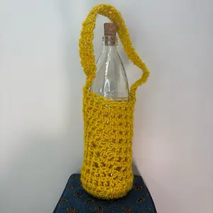 Water Bottle Holder! Wool Crochet Upcycled + Plastic Free (includes bottle)