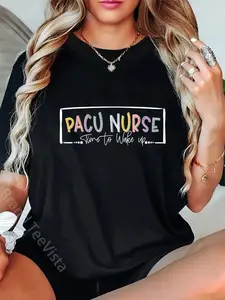 100% Cotton Unisex Pacu Nurse Time To Wake Up Post Anesthesia Care Unit Nurse T-Shirt Casual Graphic Printed Vintage Tshirt