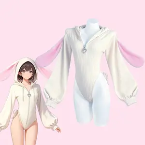 Cute Bunny Bodysuit for Women Cozy Knitted Jumpsuit with Fuzzy Ears for Christmas & Halloween Pajamas Spicy Pajama Sets & Matching Cardigans