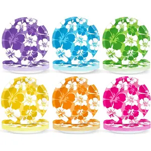60Pcs Hibiscus Party Paper Plates for Summer Hibiscus Party Decorations 7in Hawaiian Dessert Plates Disposable Tableware Dinnerware Set for Summer Beach Birthday Party Decoration Pool Party Supplies