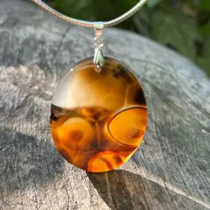 Sterling silver scenic agate pendant
