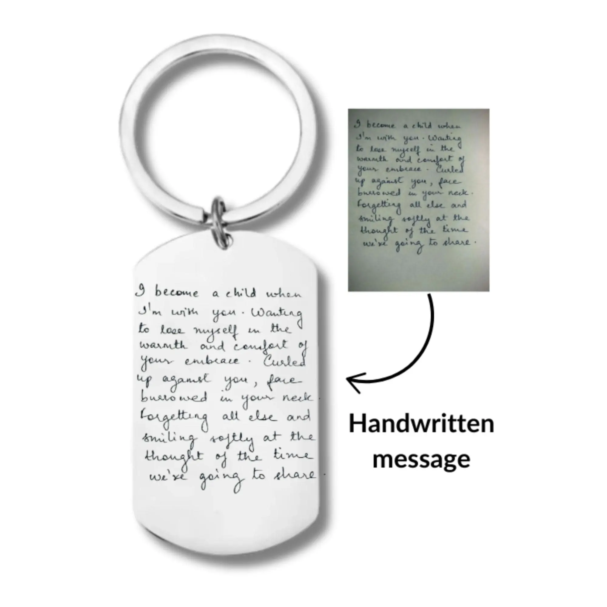 Custom Handwriting Keychain, Personalized Quote Keychain, Engraved Keepsake Jewelry, Thoughtful Gift for Grandma