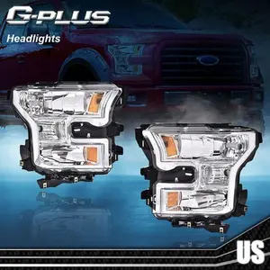 Fit For 15-17 Ford F-150 Clear Lens Chrome Housing Headlights Headlamps LH RH New