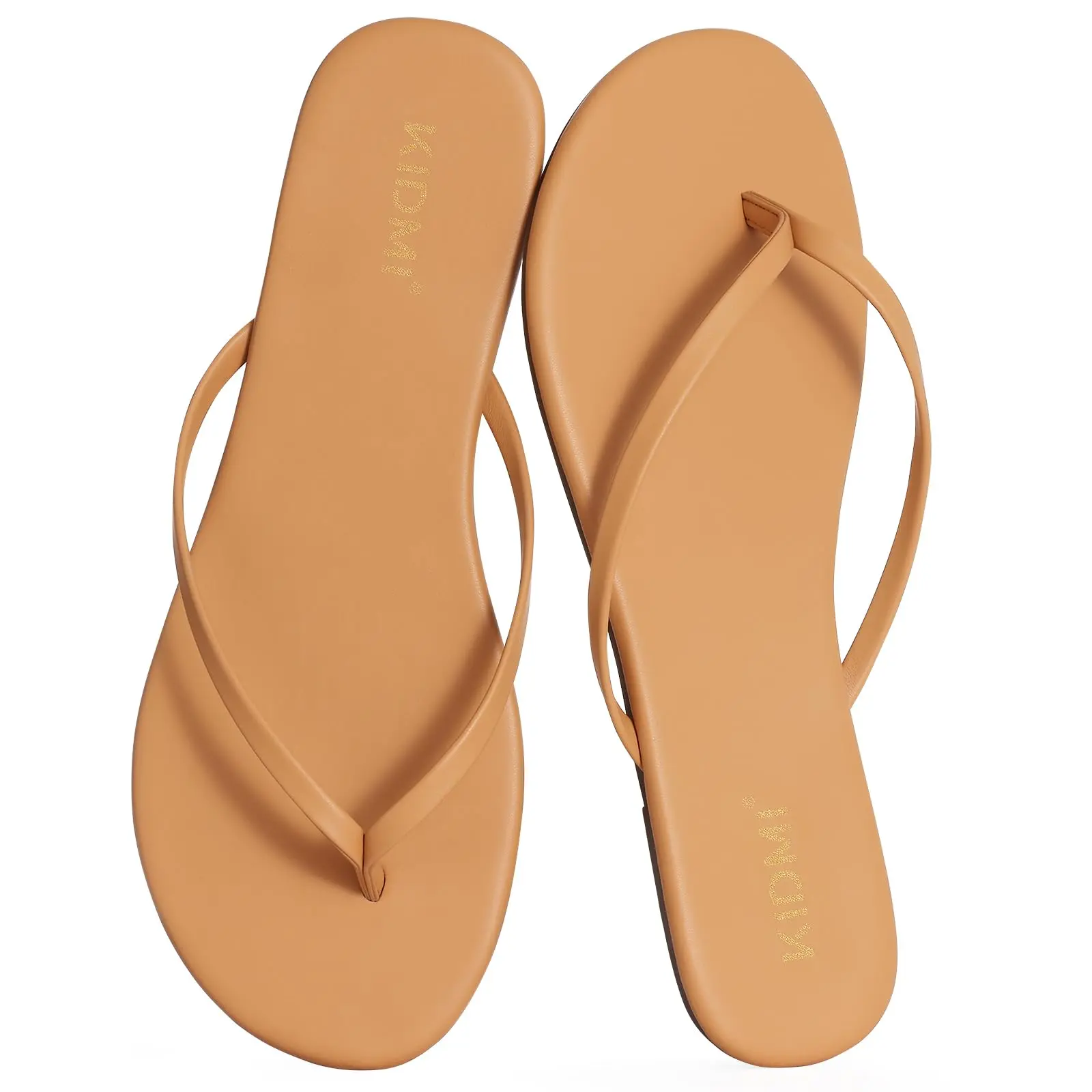 KIDMI Vegan Leather Thong Flip Flops For Women | Women's Memory Foam Comfort Beach Sandals |Lightweight Summer Beach Sandals |Outdoor Nonslip Thong Sandals for Pool Walking Vacation Slides Footwear