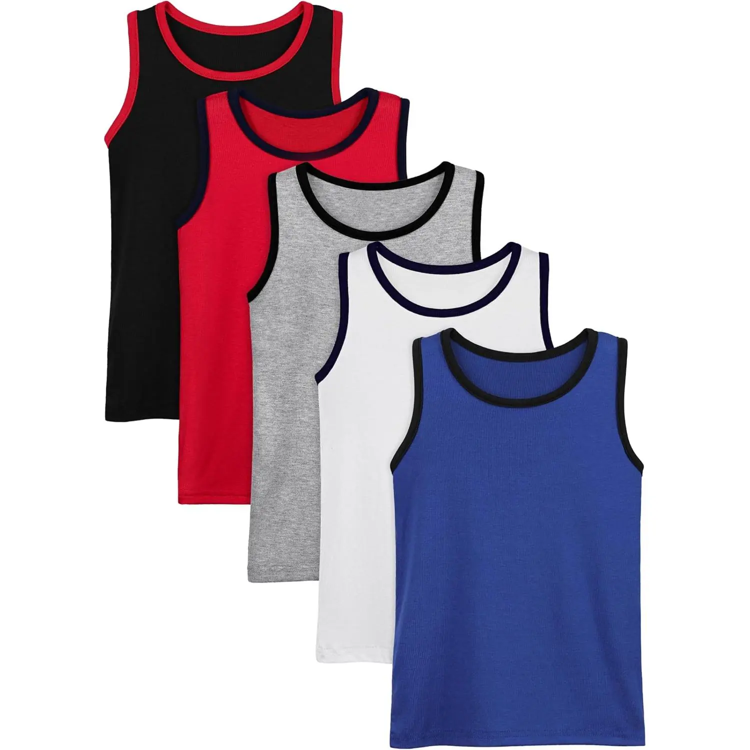 5 Pack Boys' Tank Undershirt Sleeveless Tank Tops Assorted Colors Round Neck Cotton Tank TopsGift.