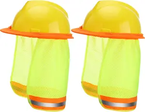 2 Pieces Hard Hat Sun Neck Shield High Visibility Sun Shade for Full Standard Brim Safety Helmets Construction & Landscaping