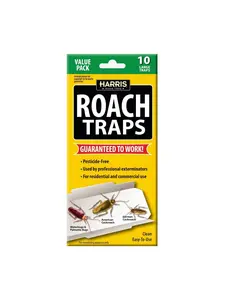 Harris Roach Glue Traps Non Toxic 10 Pack Pesticide Free Easy To Use Value Pack For Residential And Commercial Use Safe Effective Roach Control