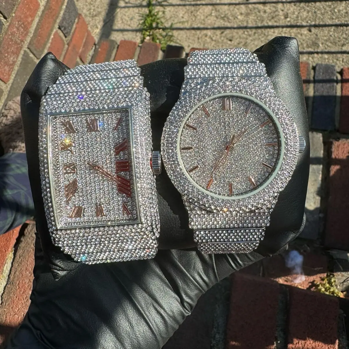 Ice Out White Gold Plated Men Women Luxury Metal Coating Couple Hip Hop Watch