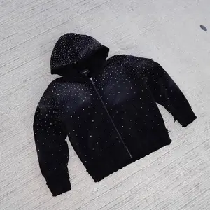 Men��s Rhinestone Star Hoodie | Hip Hop Zip Up Jacket | 2025 Streetwear Loose Fit Sparkle Hoodie for Fall & Winter