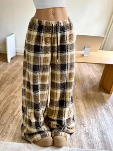 Women's Plush Pants, Casual Comfortable Drawstring Waist, Long Regular Fit, Vintage Street Style, Versatile Fashion