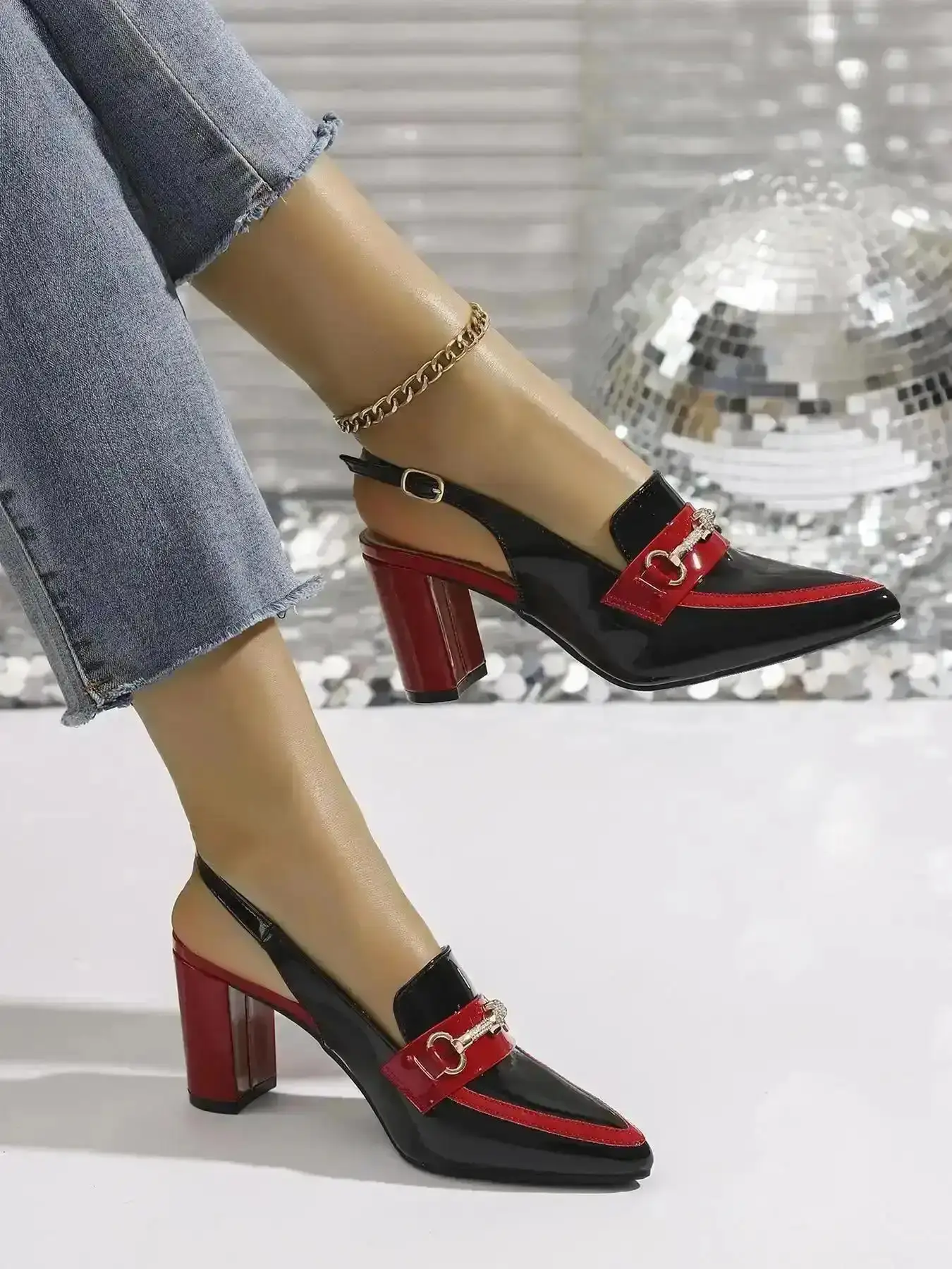 Women's Fashionable Colorblock High Heel Shoes, Elegant Minimalist Heeled Sandals, Pointed Toe Slingback for Party, Daily Clothing Decor Women Girls, Stylish Classic Classy Elevated Trendy Comfort Staple Walking