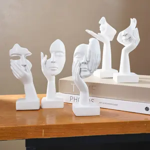1PC, resin abstract white Thinker figure sculpture, Nordic-style home soft decoration, resin handicraft, Modern home decoration, Decorative Sculptures, Home Decor Statue, suitable for indoor table decoration and entrance hall decoration.