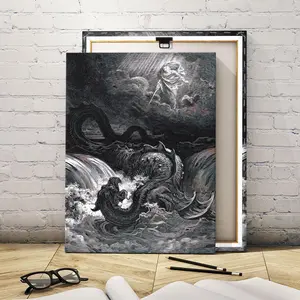 Wooden Framed Canvas Painting, 1 Count Dragon & Angel Pattern Wall Art, Modern Art for Home Living Room Bedroom Decor, Ideal Gift, Ornaments
