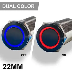 Dual Color Push Button Marine Switch | 22MM | Black