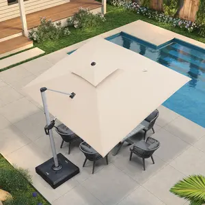 PURPLE LEAF 9x11 ft Double Top Outdoor Umbrella Patio Rectangle Umbrellas for Home Garden Deck Pool
