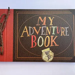 MY Adventure Book Scrapbook, Embossed Words Hard Cover Movie Up Travel Scrapbook