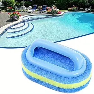 3-layer foam swimming pool brush with handle - hand-held sponge cleaning brush, easy to clean swimming pool walls and tiles