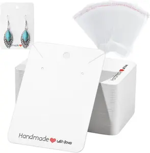 Earring Display Cards - 100 count, Packaging Bags for Earrings, Necklace &  - White (2''W-3''L)