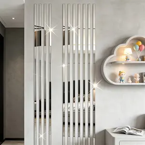 20 pieces of silver acrylic mirror wall stickers, 3x50cm self-adhesive waistline decorative strip, Versatile use, easy to install without holes, suitable for living rooms, bedrooms, seamless decoration
